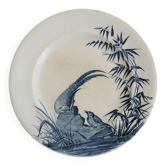 Old pheasant plate in Longwy ceramic