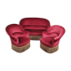 Sofa and pair of toad armchairs in red velvet.