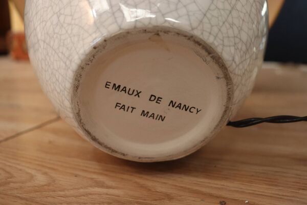 Lampe à poser en faïence de Nancy