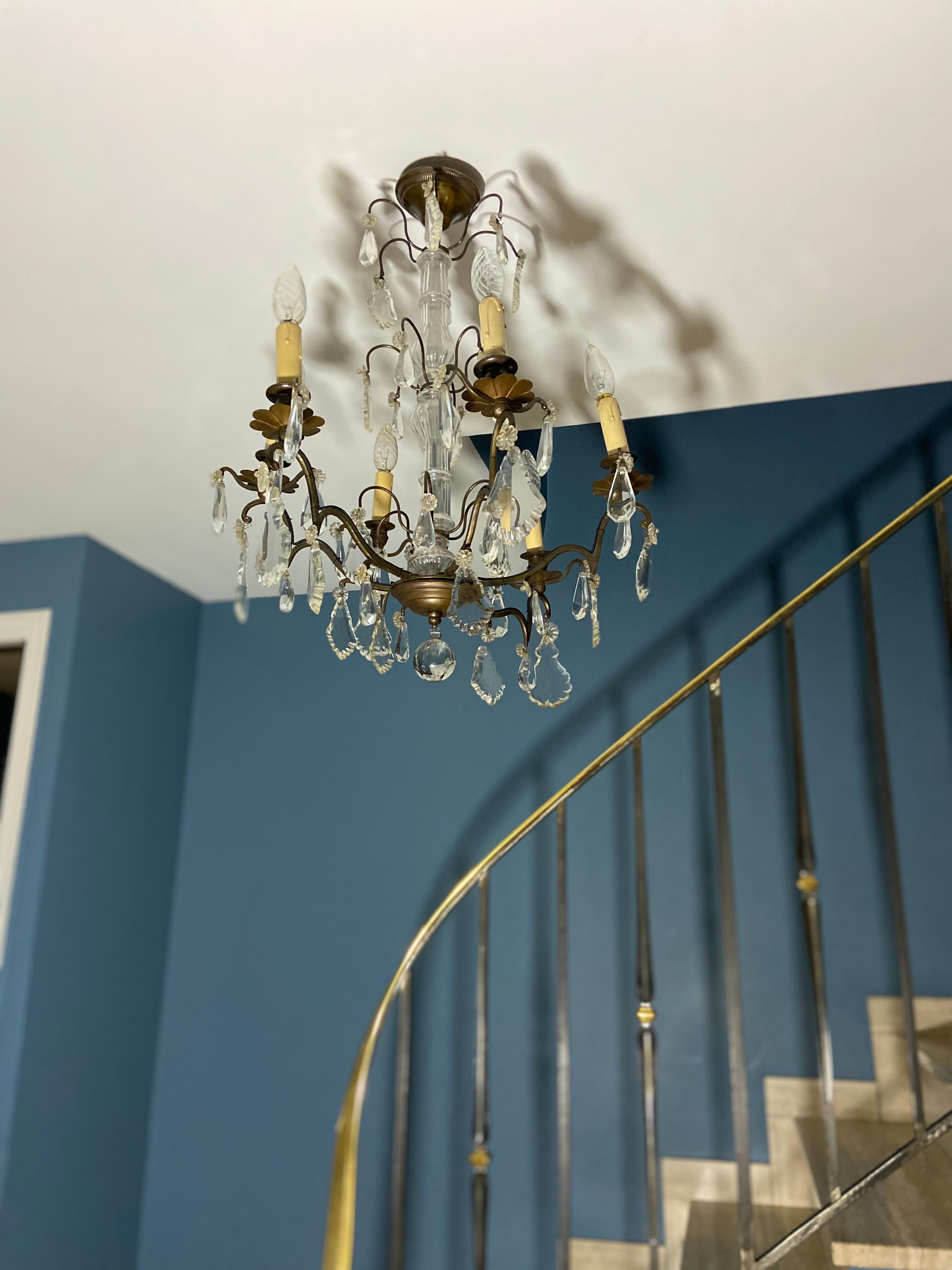 Grapevine chandelier NINETEENTH bronze and crystal