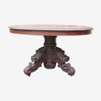 Henry II-style oval table in oak