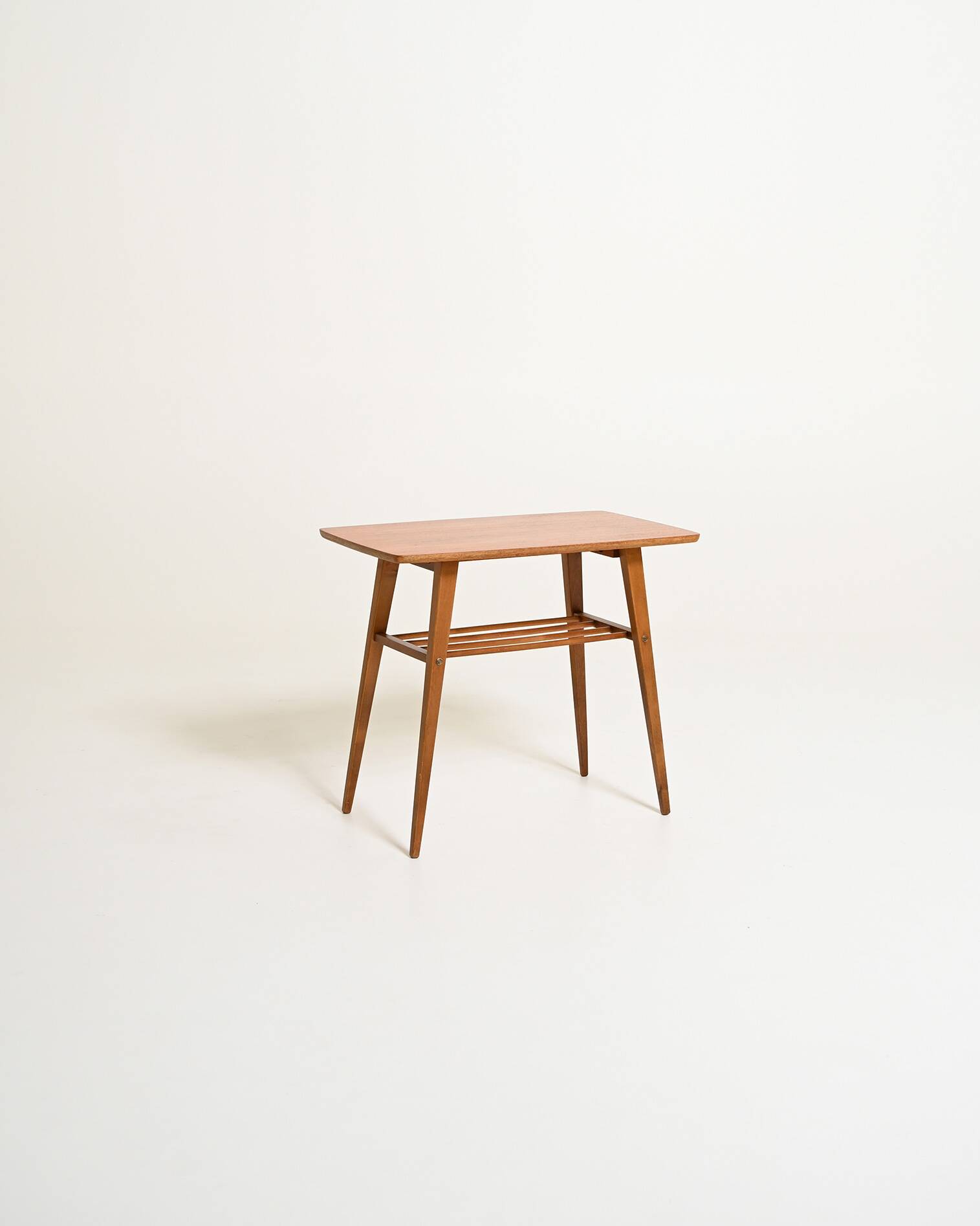 Scandinavian teak side table with magazine rack shelf, 1960s