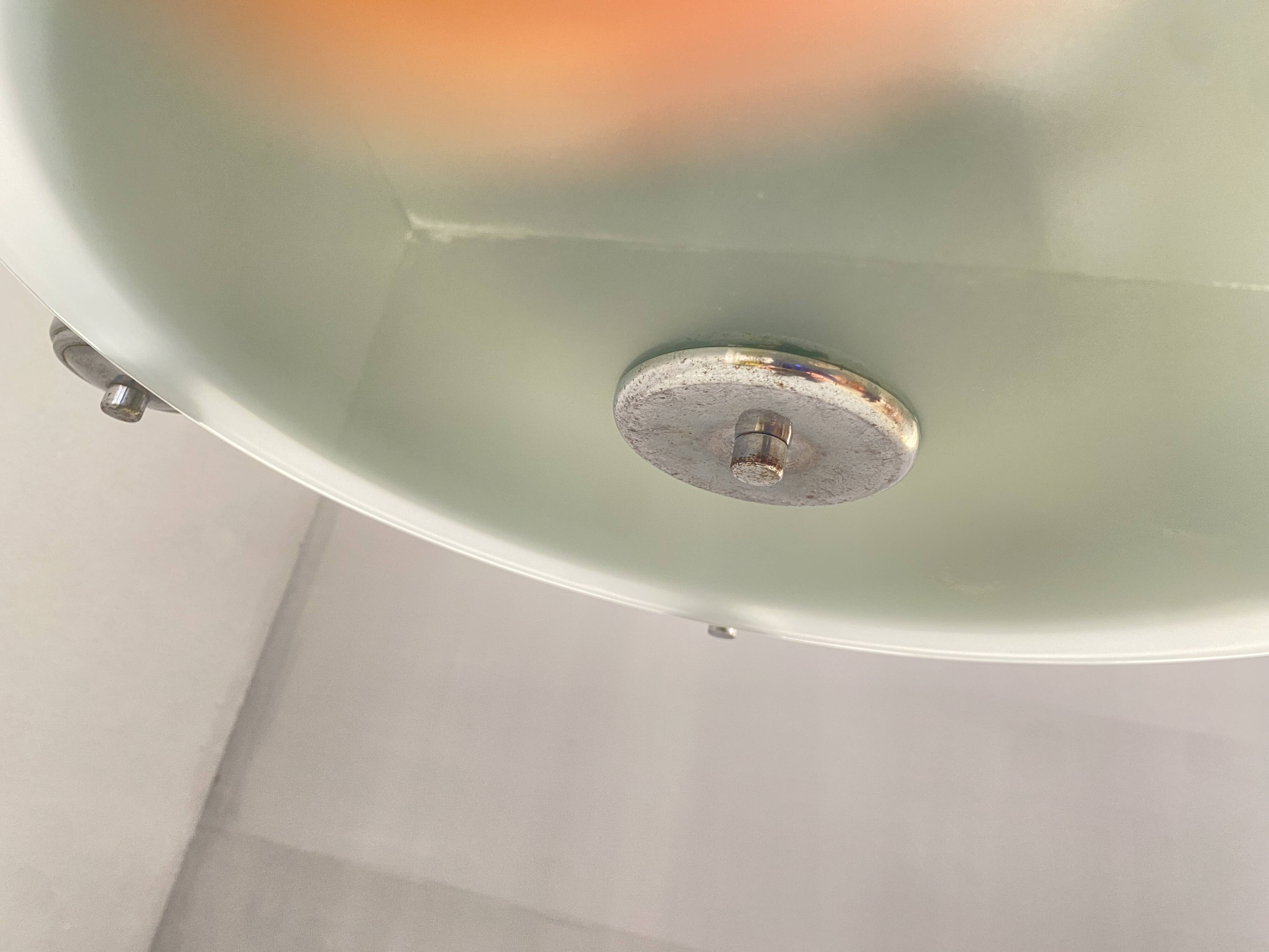 Art Deco Chrome Chandelier with Glass Bowl Shades