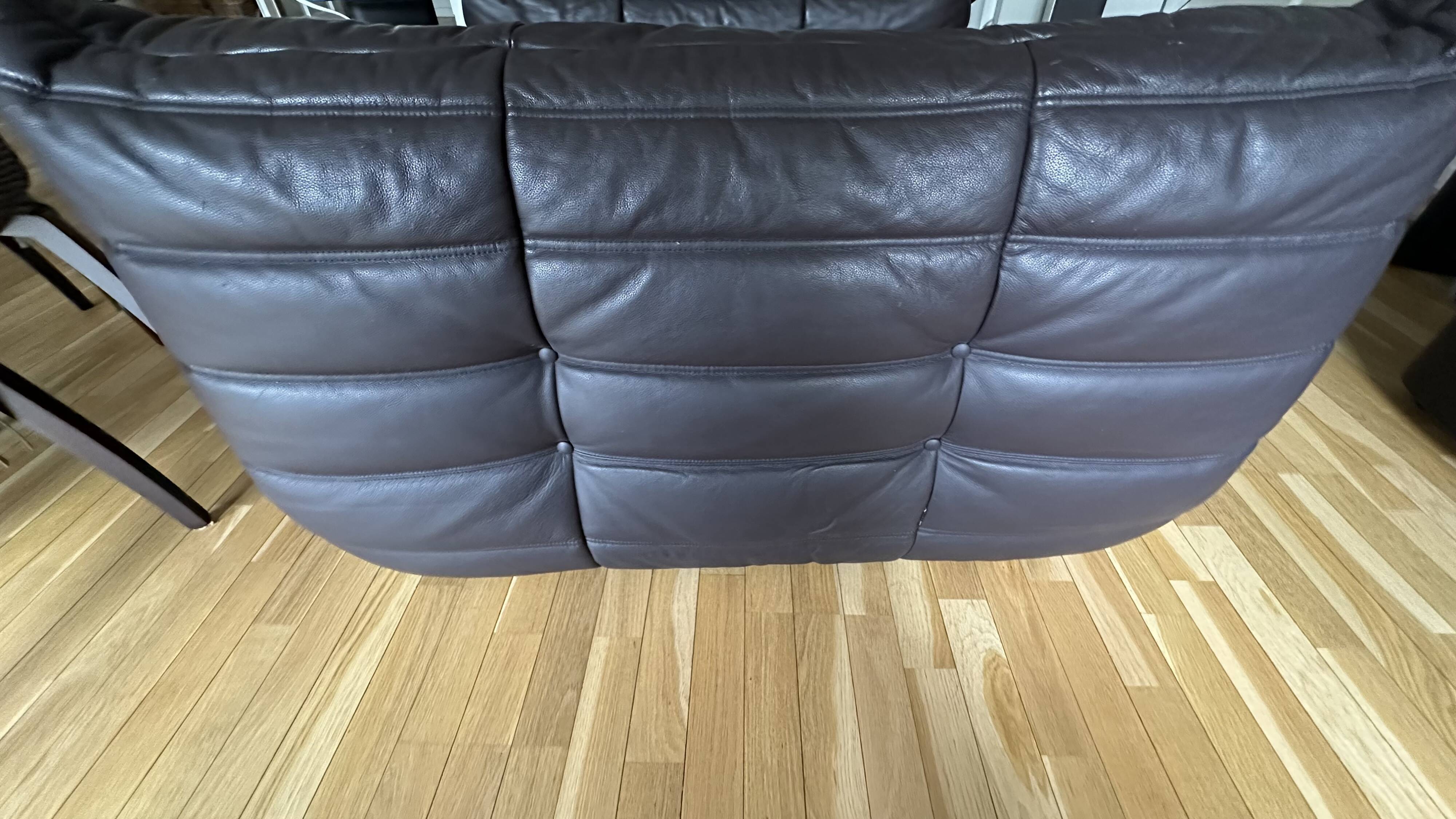 Togo corner sofa in Indiana Ink leather (2 two-seater benches and 1 corner piece)