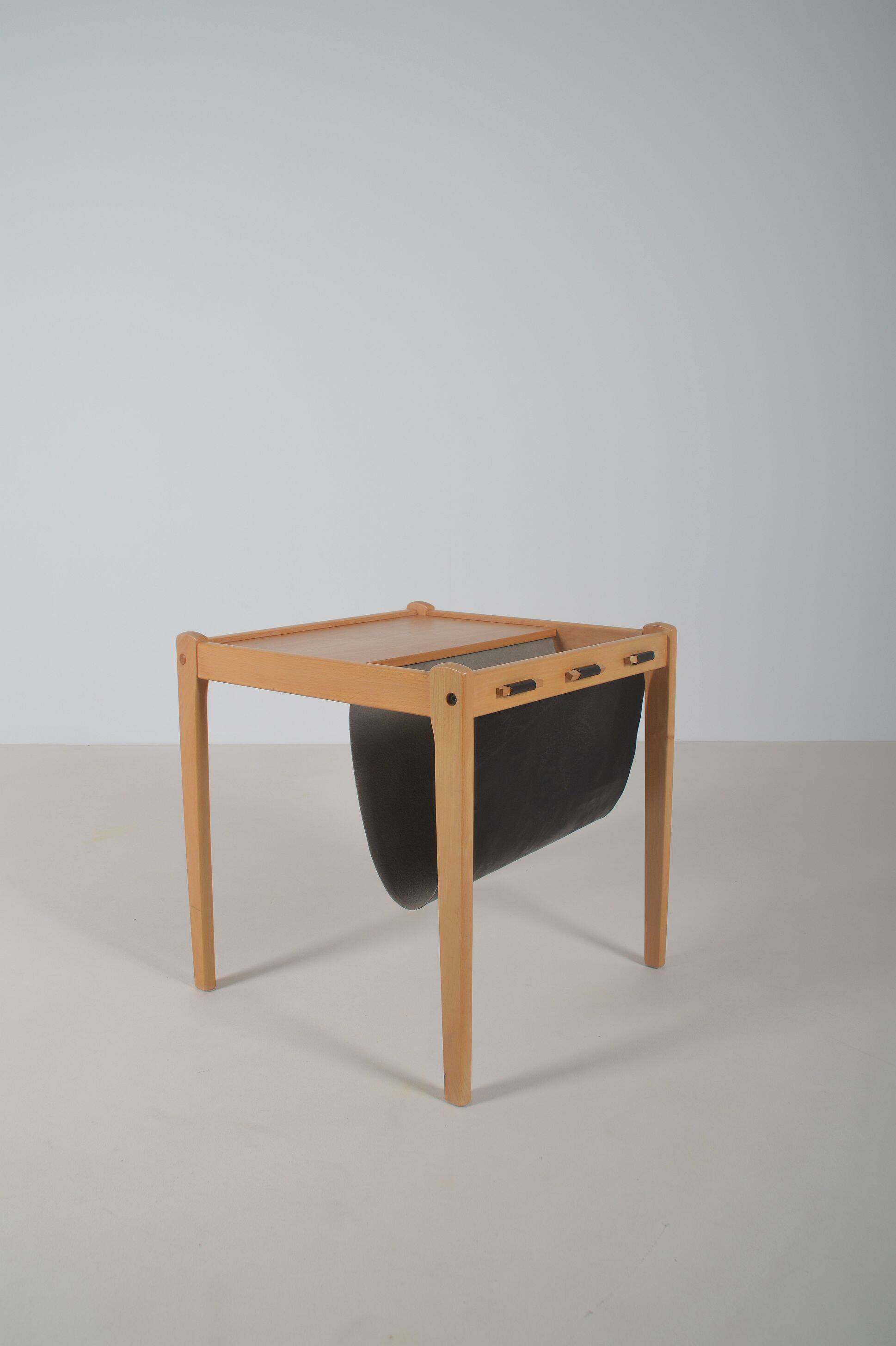 Danish side table with magazine holder by S.P. Jensen for BRDR Furbo, 1960s