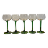 set of 5 dark green stemmed glasses Made in France Luminarc, 1970 - 16.5cm