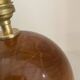 Wooden lamp, new braided fabric cable, cord lampshade, 1960s.