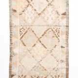 3x12 Turkish Cream & Brown Vintage Runner Rug, 79x366Cm