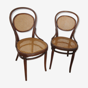 Ensemble de 2 chaises cannées Thonet N°11 style bistrot