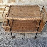 Rattan rolling table