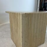 Coffee table Roche Bobois "eye" in travertine, 1970