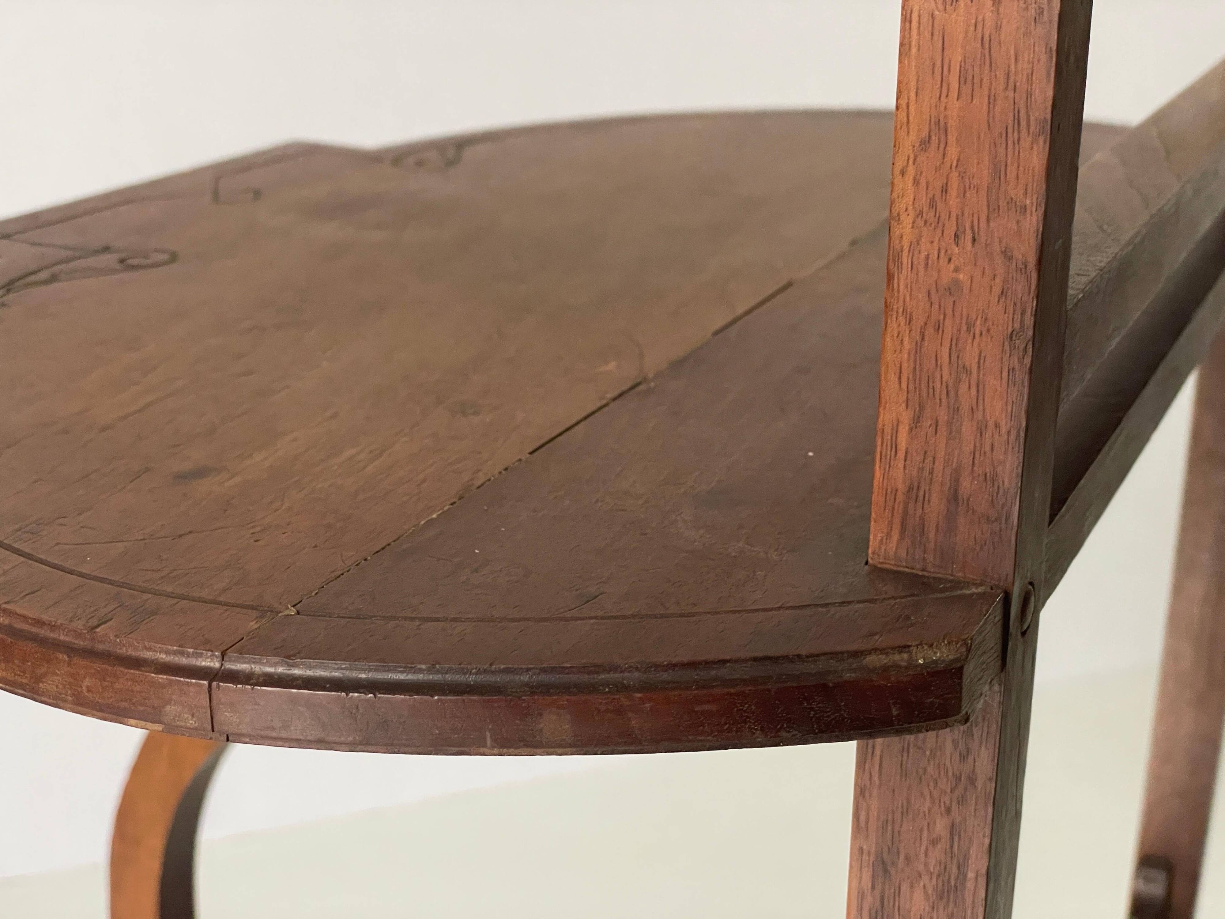 Two-tier walnut console table, 1950s, France.
