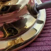 Brass lamp with black fabric shade