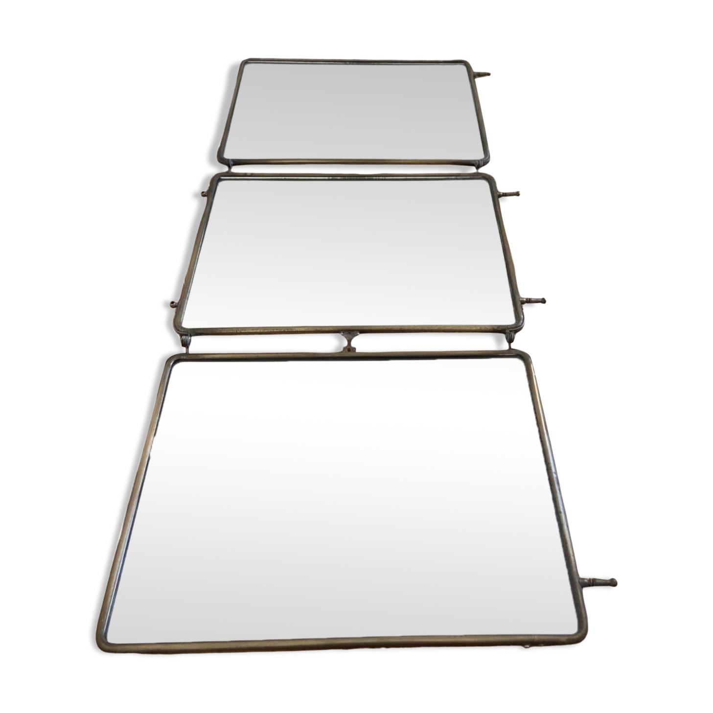 Metal triptych mirror from the 1950s