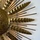 Large golden hammered metal sun wall light with a diameter of 90 cm from the year