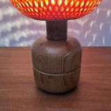 Vintage Scandinavian table lamp in bamboo and wood, 1970s.