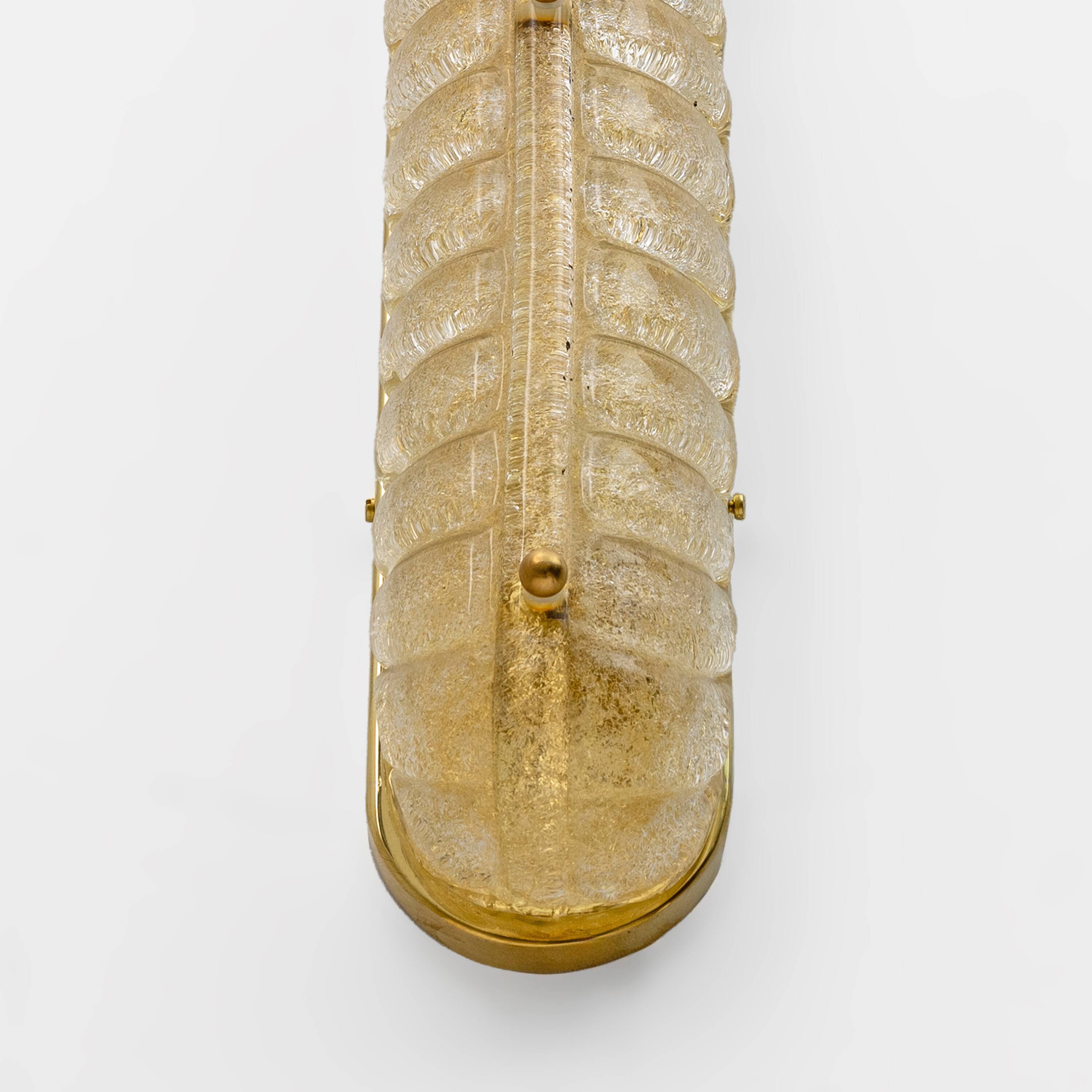 Pair of Art Deco Style Gold Murano Glass and Brass Sconces