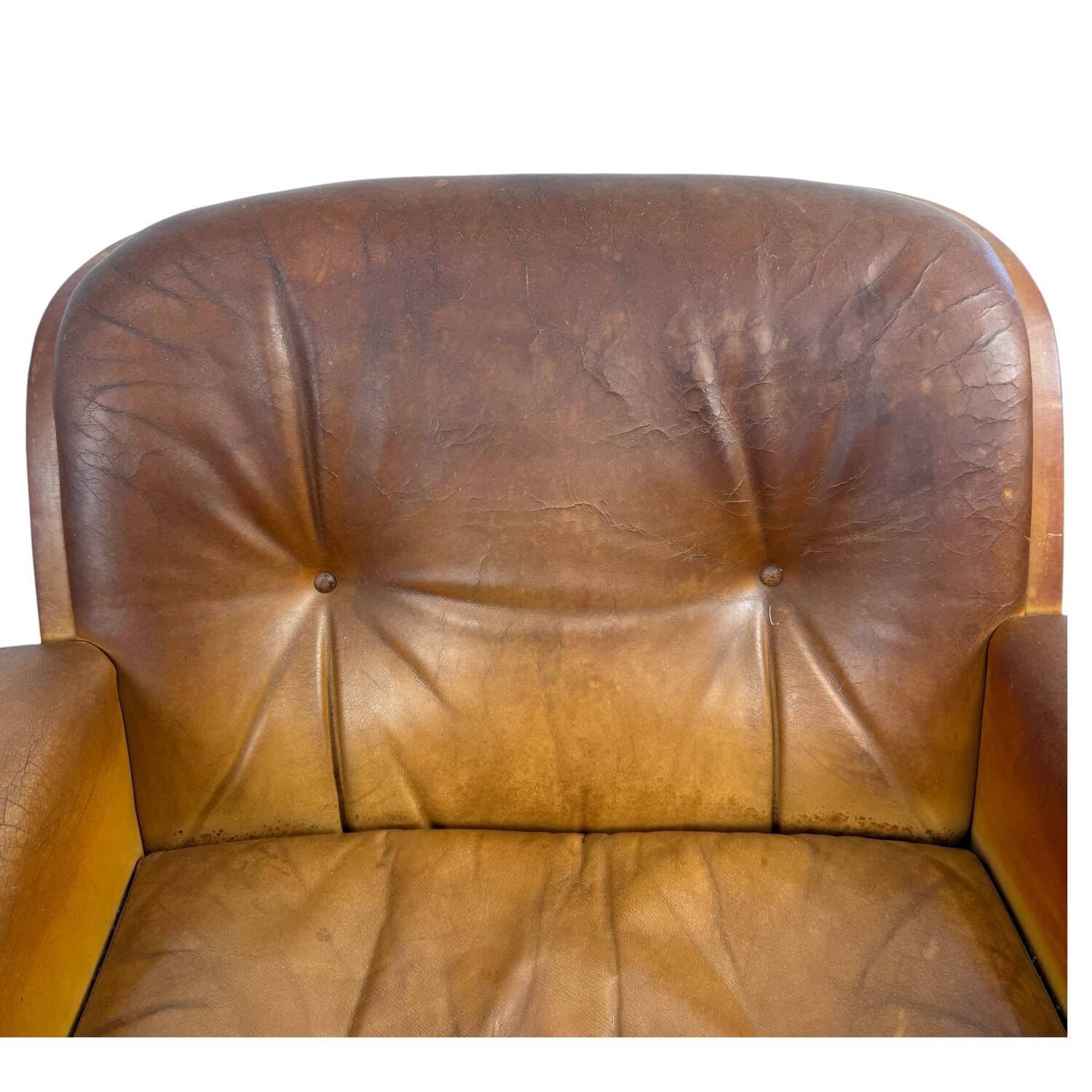 Paire de fauteuils pivotants vintage en cuir cognac par Eugen Schmidt