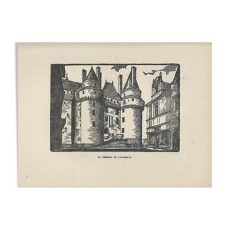 Engraving-years 1930-J Druet - The castle of Langeais