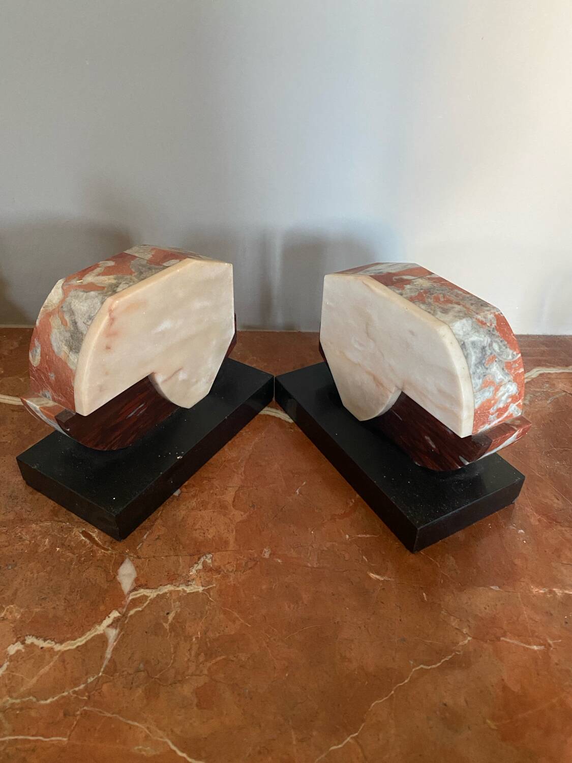 Pair of luxury art deco marble bookends