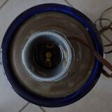 Large blue earthenware lamp base signed ST Clément France Plume 815-2 – Excellent condition