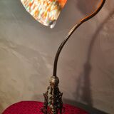 Bronze lamp, art nouveau brass 50x30 with tulip glass paste