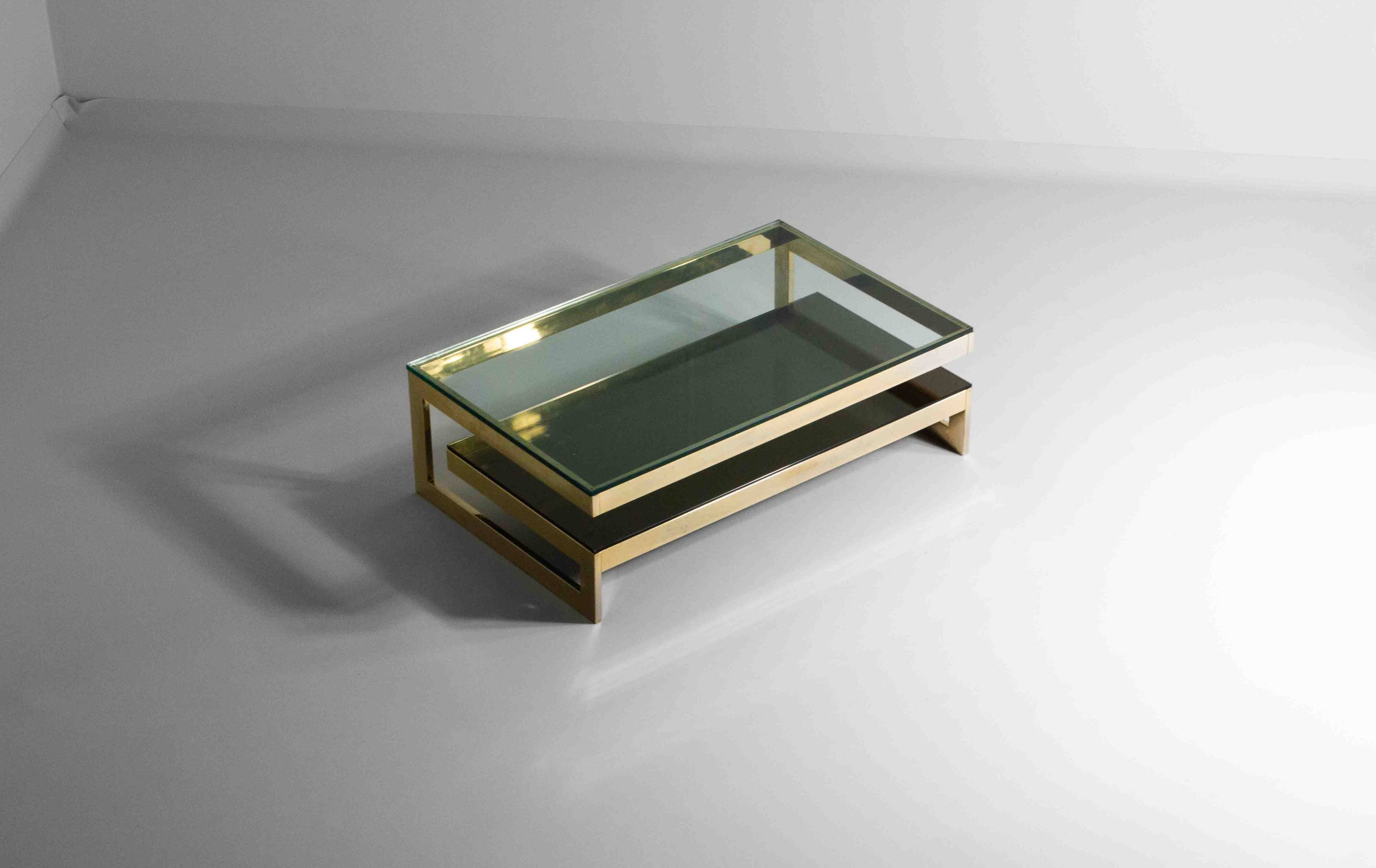 Gold Plated G-Shaped Coffee Table from Belgochrom, 1970s