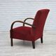 1950s, Danish art deco armchair, original red furniture wool, beech wood.