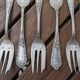 Set of 6 silver-plated oyster forks with floral decoration