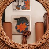 Rattan sun mirror from the 70s