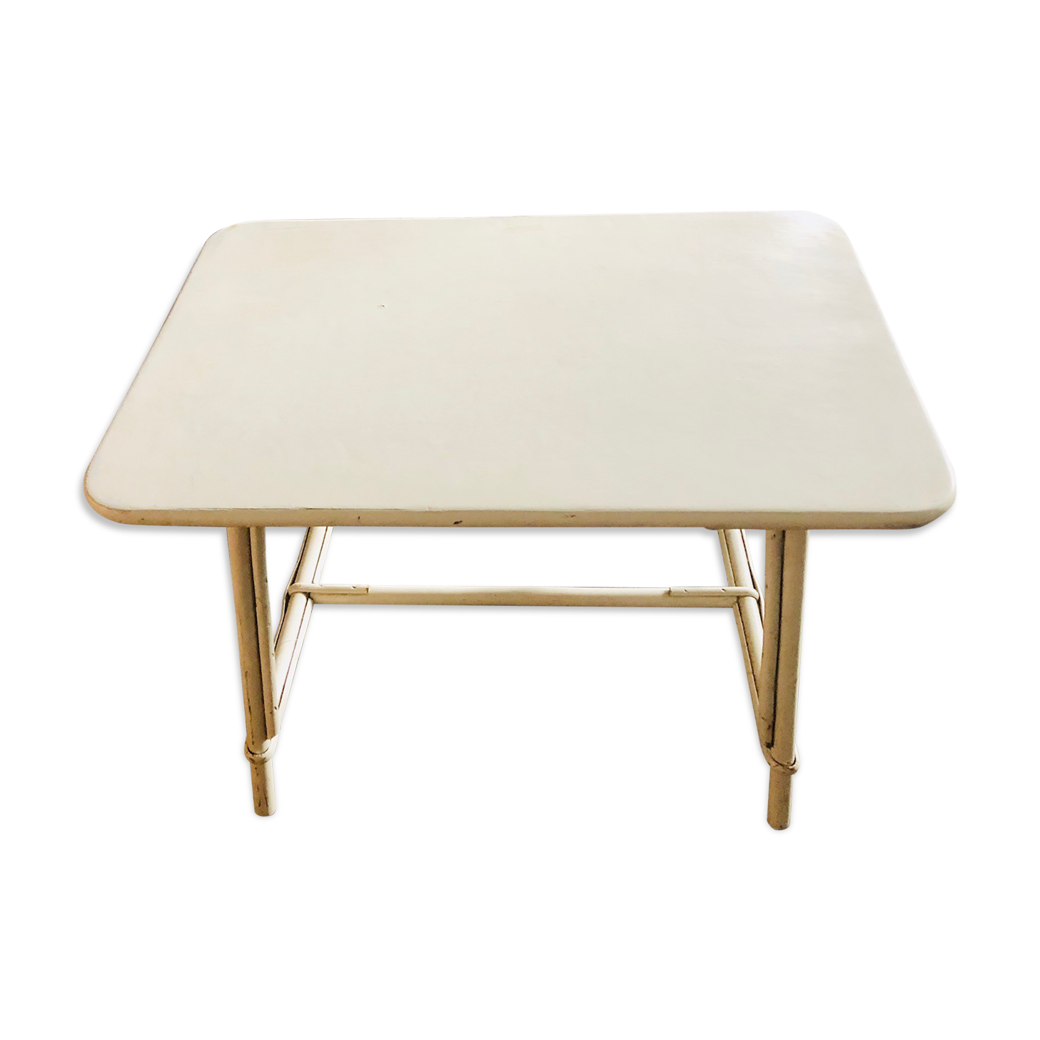 Vintage White Rattan Coffee Table 50 Selency