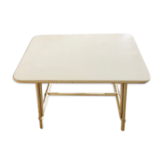 Table basse rotin blanc vintage 50