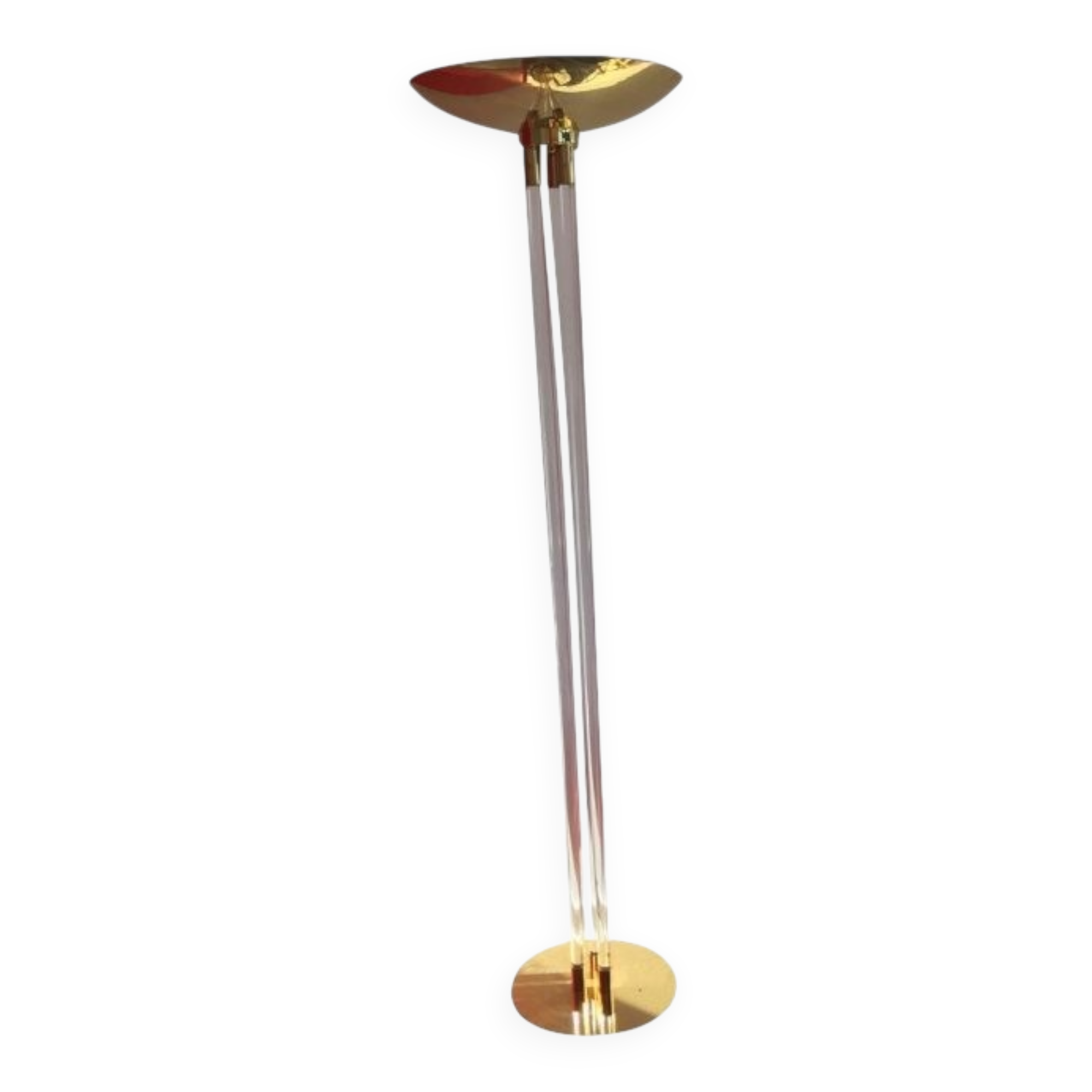 Acrylic and Brass Floor Lamp, Italy, 1970s