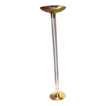Lampadaire en Verre Acrylique et Laiton, Italie, 1970s