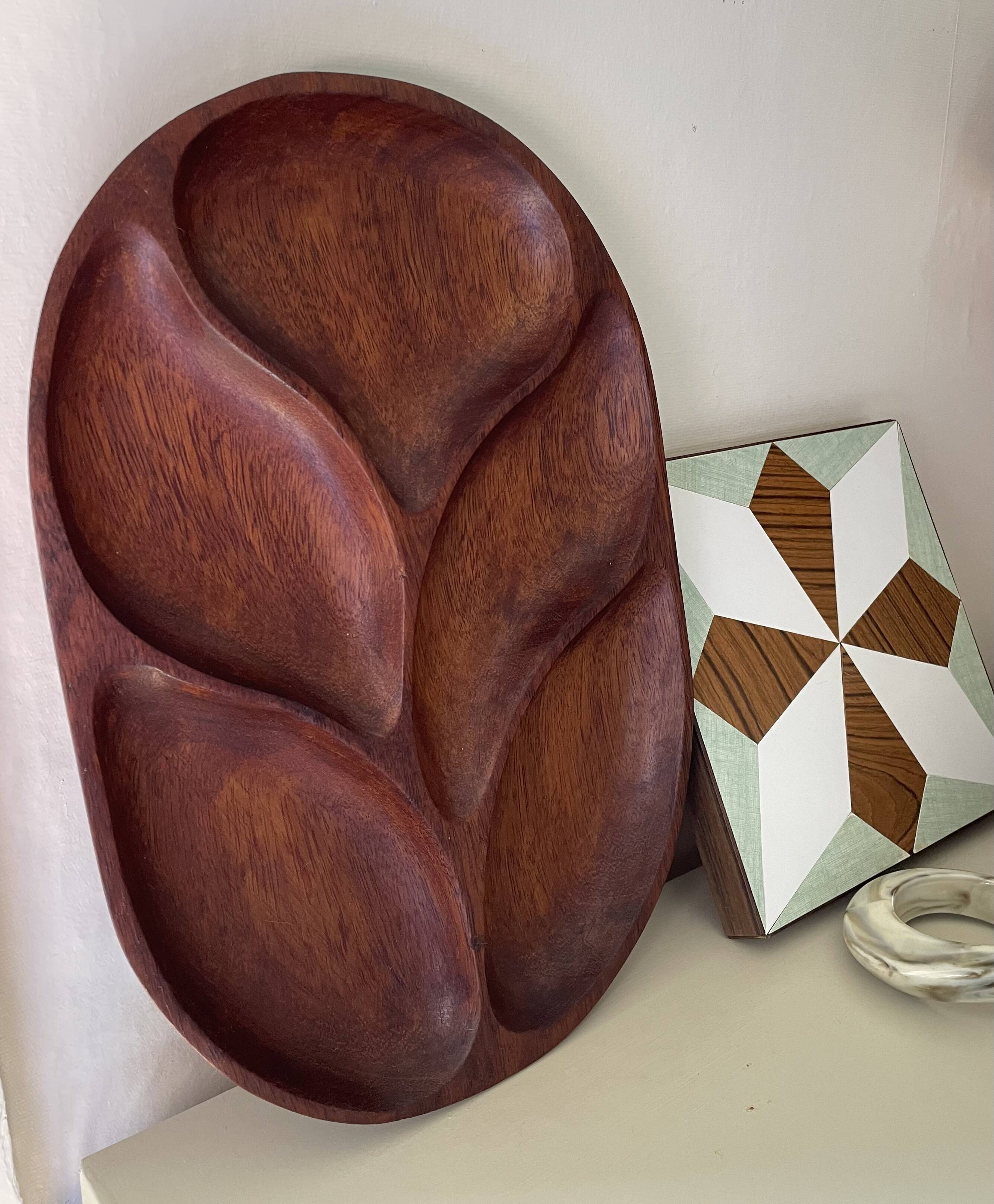 Wooden appetizer dish with compartments