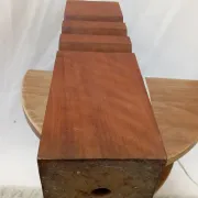 1970s lamp, solid mahogany, graphic design