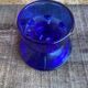 Pair of Vintage Cobalt Blue Moulded Glass Candle Holders #D991