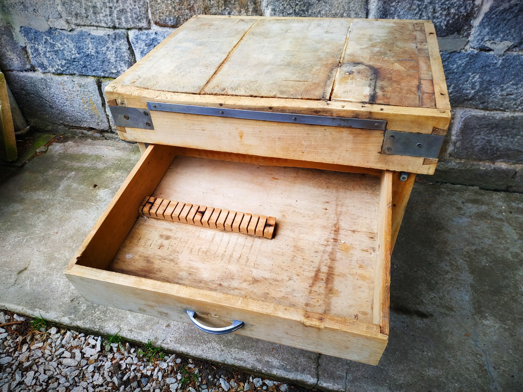 Old butcher's bill in solid beech