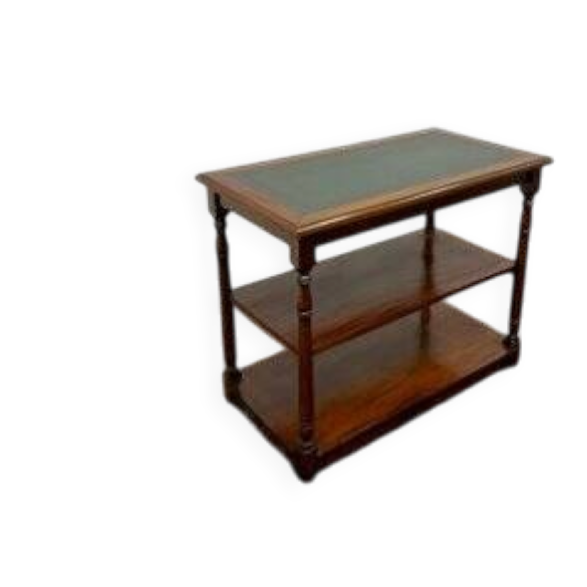 Table d'appoint anglaise classique avec dessus en cuir vert