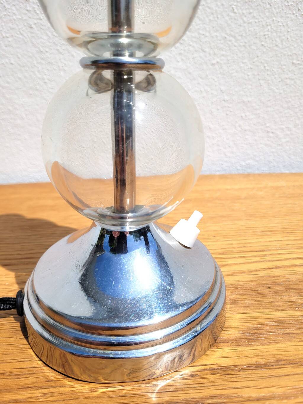Chrome lamp base and glass balls dlg J. Adnet