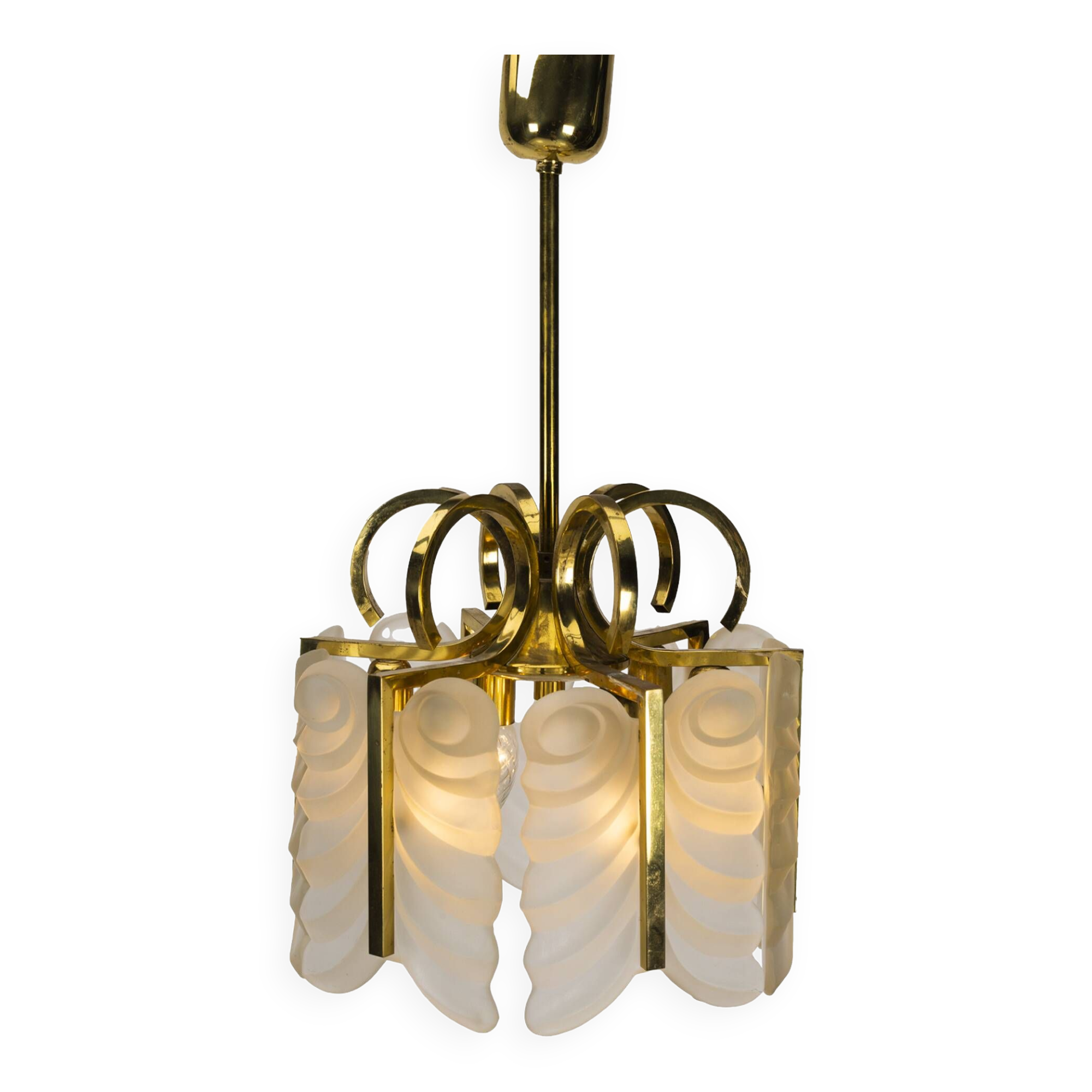 Brass and Glass Pendant Lamp by Carl Fagerlund for Orrefors