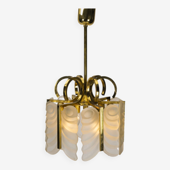 Brass and Glass Pendant Lamp by Carl Fagerlund for Orrefors