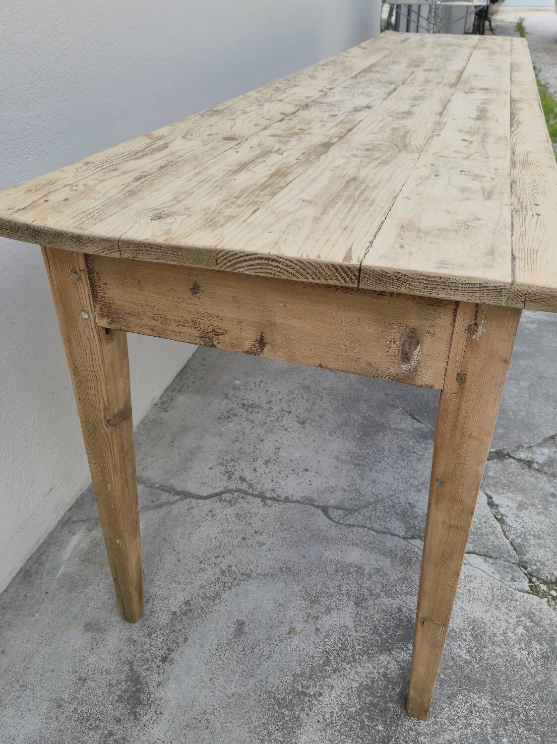 Rustic farmhouse table in fir, 1900