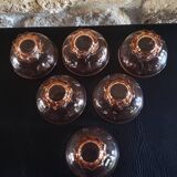 6 pink glass cups with star base