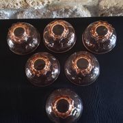 6 coupelles verre rose pied étoile