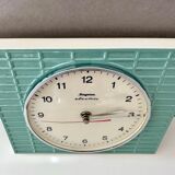 Vintage dugena wall clock, ceramic clock, pastel green, mid century clock
