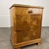 Pair of art deco burl bedside tables, 1930