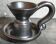 1950s iridescent black ceramic hand candle holder