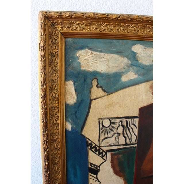 1930s Marc Chagall? Cubist figurative oil painting portrait with Horses