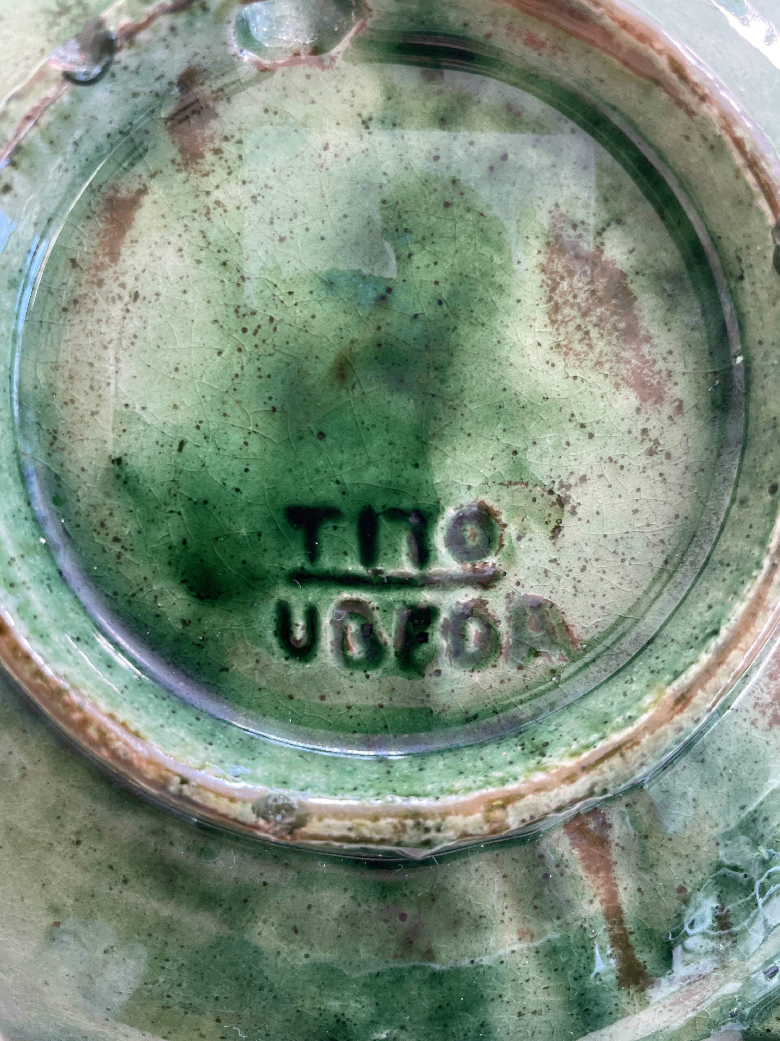 Green enamel decorative plate "Tito"